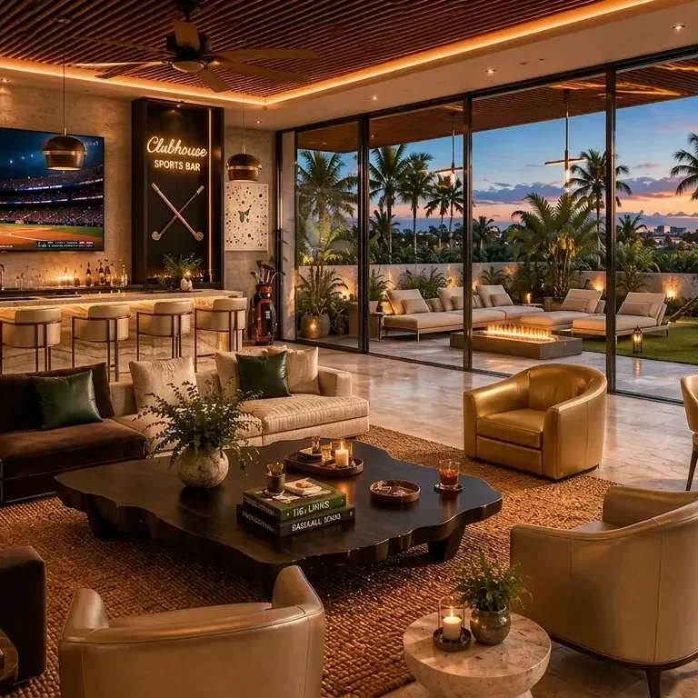 Yury Avakin clubhouse interior golden hour render
